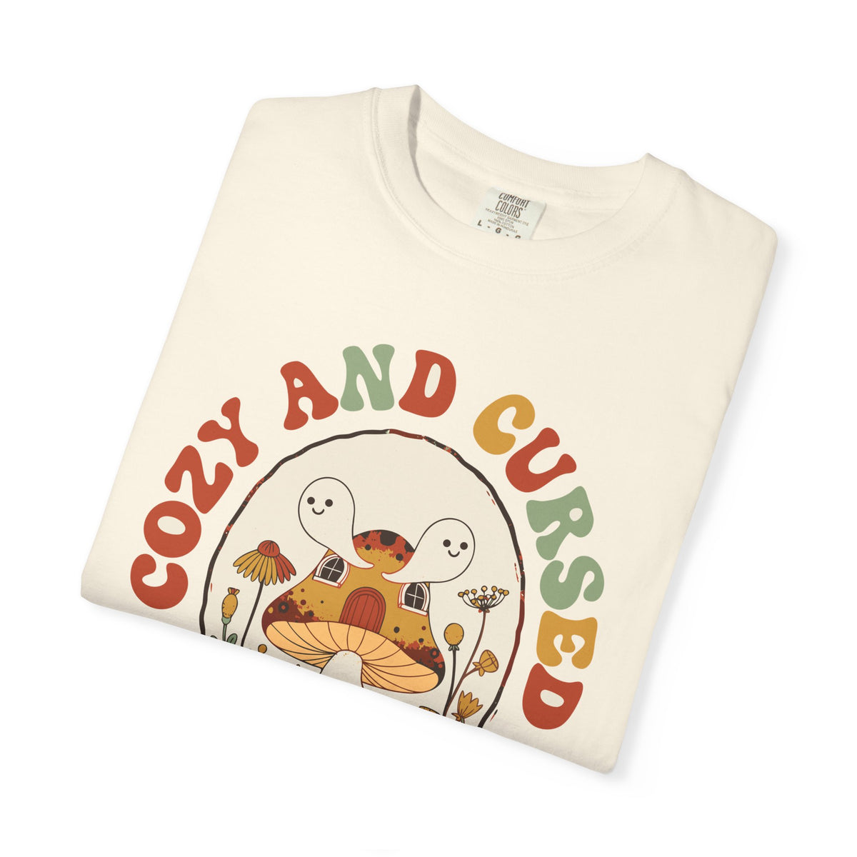 Cozy And Cursed Mushroom Cottage Shirt, Comfort Colors Halloween Cottagecore Tee, Ghost Lover Gift, Spooky Season Shirt