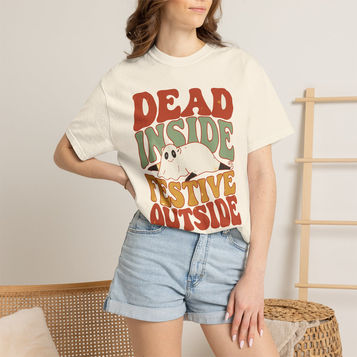 Dead Inside Festive Outside Possum Shirt, Comfort Colors Funny Halloween Tee, Sarcastic Spooky Gift, Retro Possum Shirt