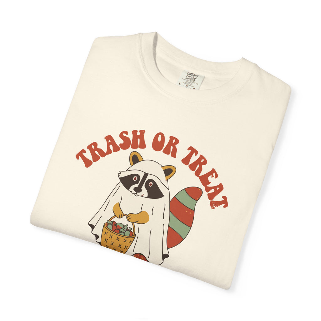 Trash Or Treat Raccoon Ghost Shirt, Comfort Colors Funny Halloween Tee, Trash Panda Halloween Gift, Retro Spooky Shirt