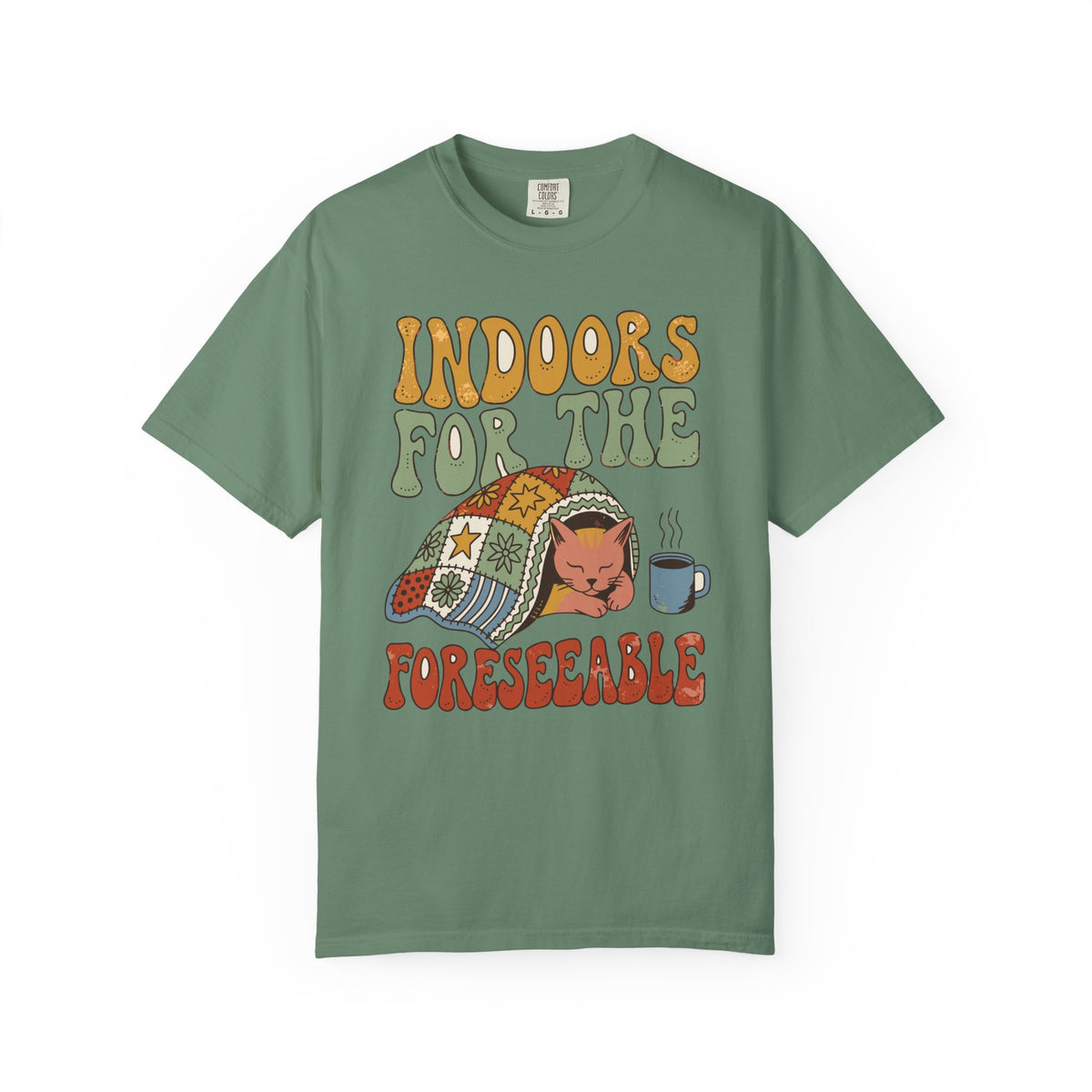 Sleepy Cat Comfort Colors Shirt, Indoors For The Foreseeable, Hygge Cat Nap Tee, Cat Lover Gift