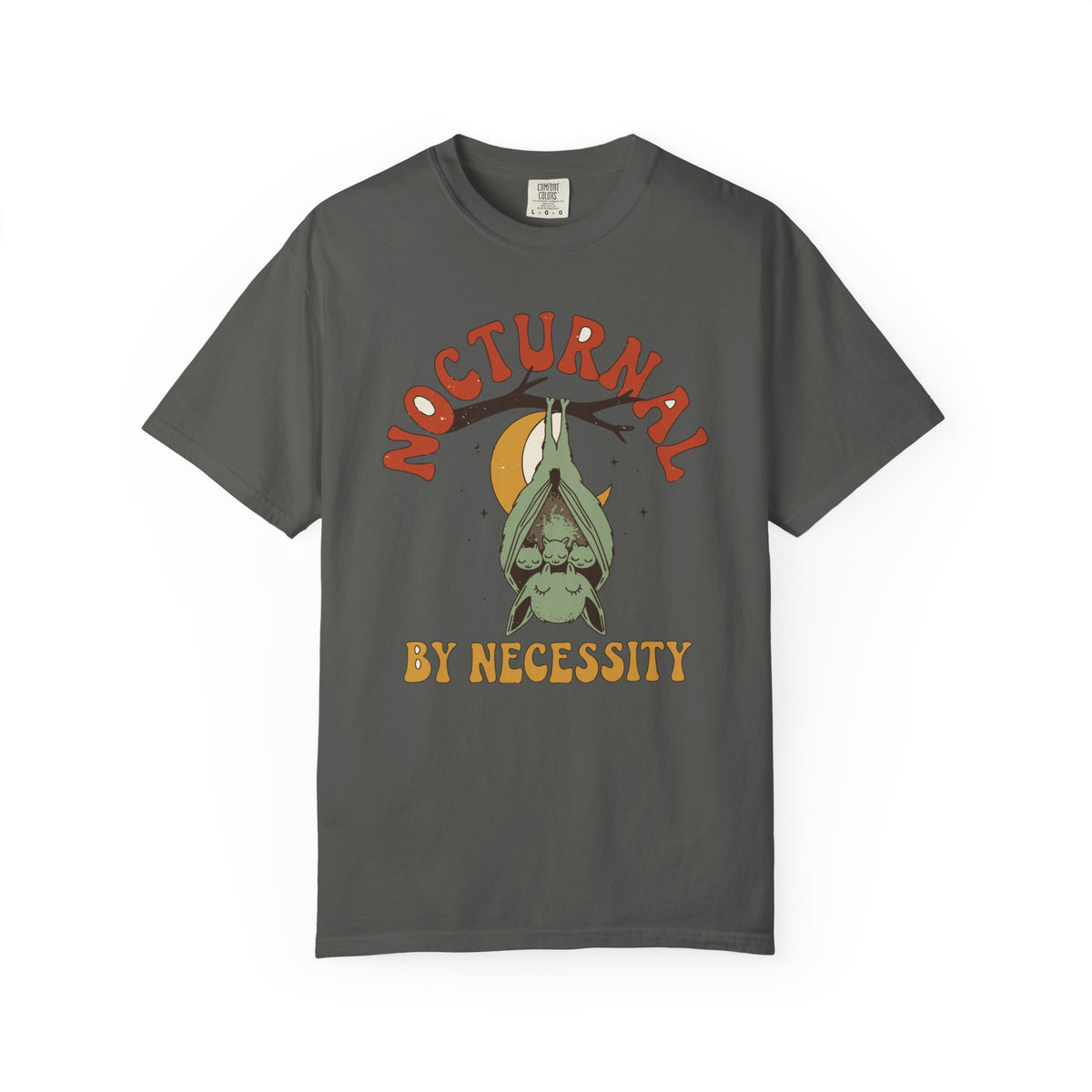Nocturnal By Necessity Mama Bat Shirt, Comfort Colors Funny Mom Halloween Tee, New Mom Gift, Spooky Cottagecore Shirt