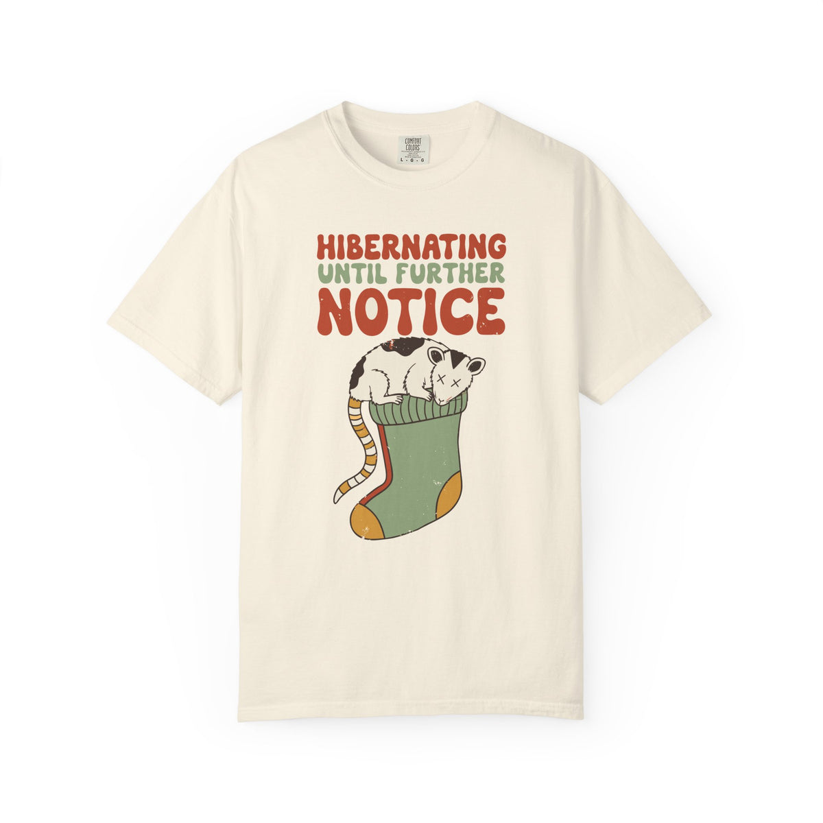 Hibernating Until Further Notice Possum Shirt, Comfort Colors Cozy Winter Tee, Funny Christmas Introvert Gift, Retro Animal Shirt