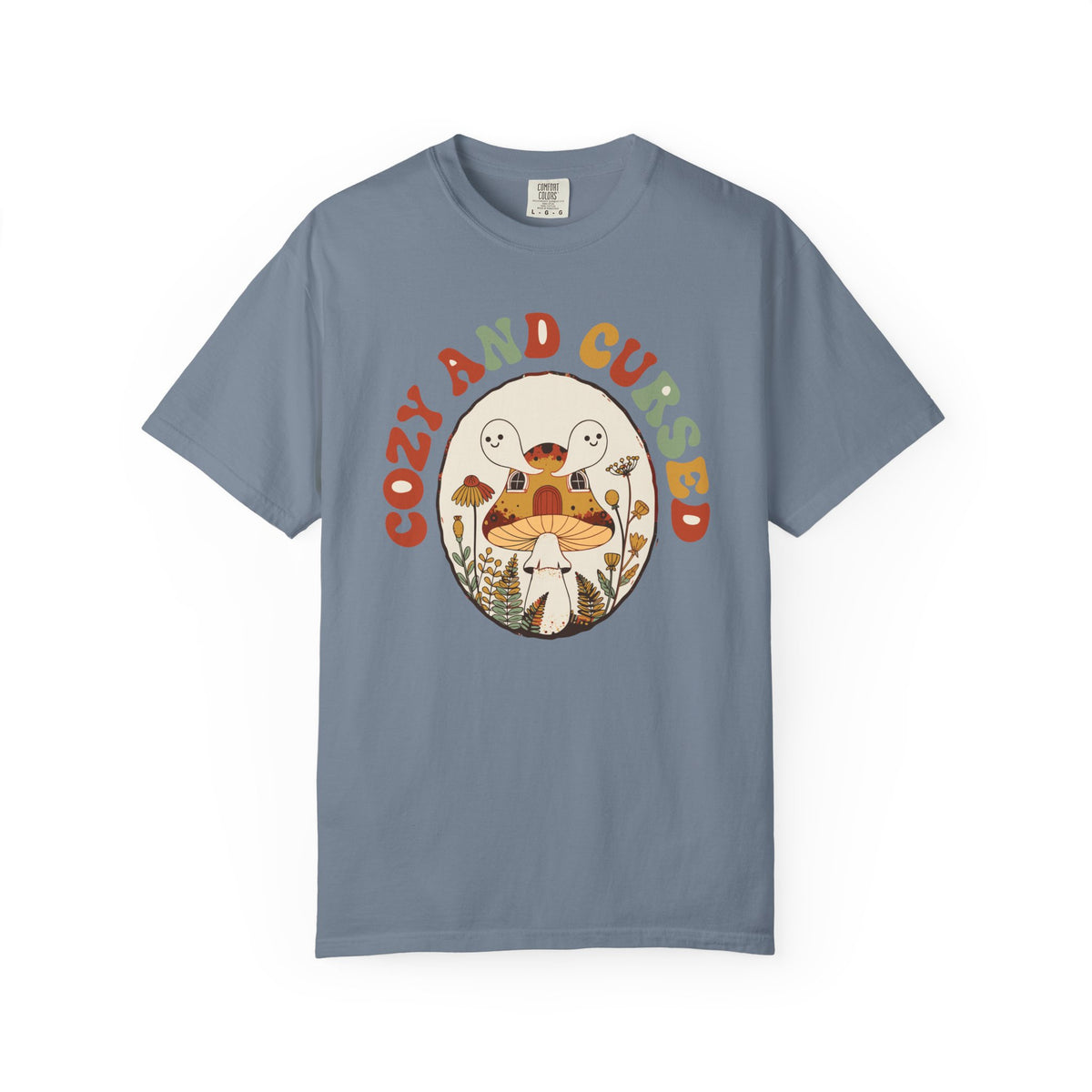 Cozy And Cursed Mushroom Cottage Shirt, Comfort Colors Halloween Cottagecore Tee, Ghost Lover Gift, Spooky Season Shirt