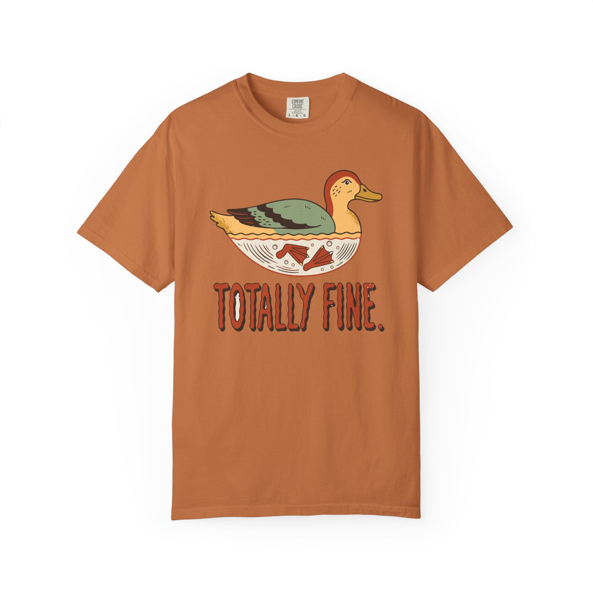 Totally Fine Duck Shirt, Comfort Colors Funny Anxiety Tee, Paddling Duck Gift, Relatable Retro Animal Shirt, Mental Health Gift