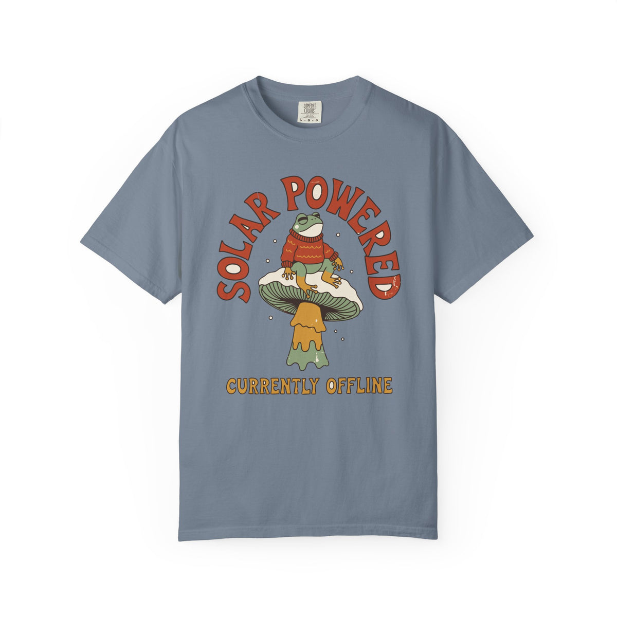 Solar Powered Currently Offline Frog Shirt, Comfort Colors Cozy Winter Frog Tee, Funny Cottagecore Gift, Retro Mushroom Shirt