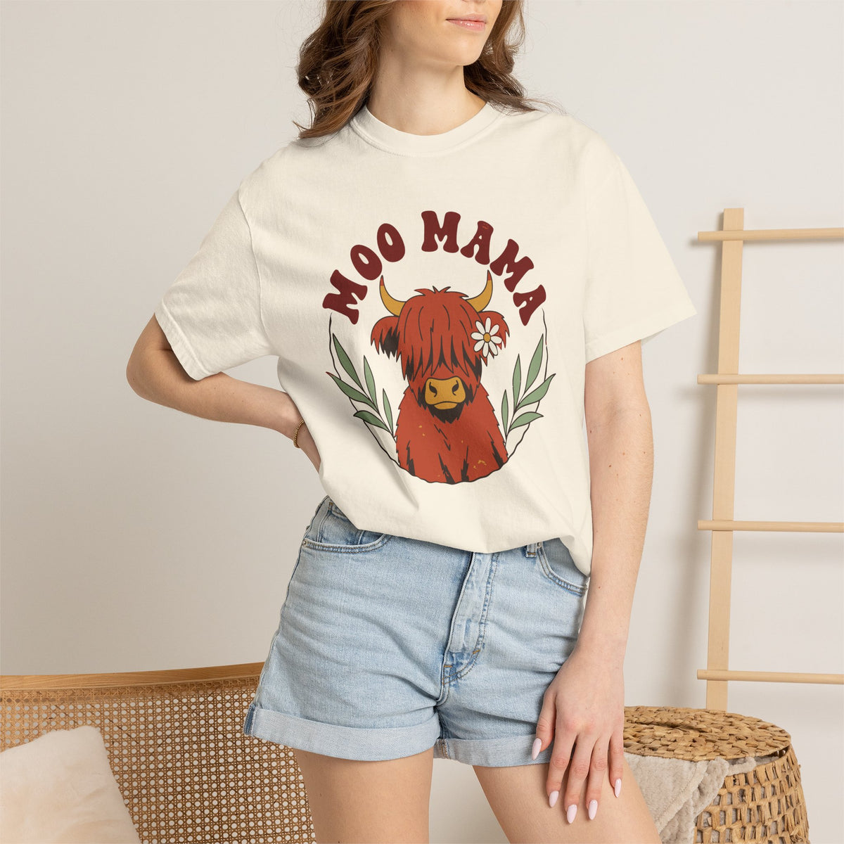 Moo Mama Highland Cow Shirt, Comfort Colors Cow Mom Tee, Highland Cow Lover Gift, Cottagecore Farm Mom Shirt