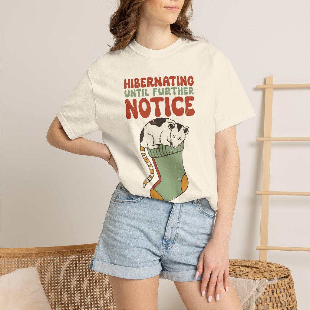 Hibernating Until Further Notice Possum Shirt, Comfort Colors Cozy Winter Tee, Funny Christmas Introvert Gift, Retro Animal Shirt