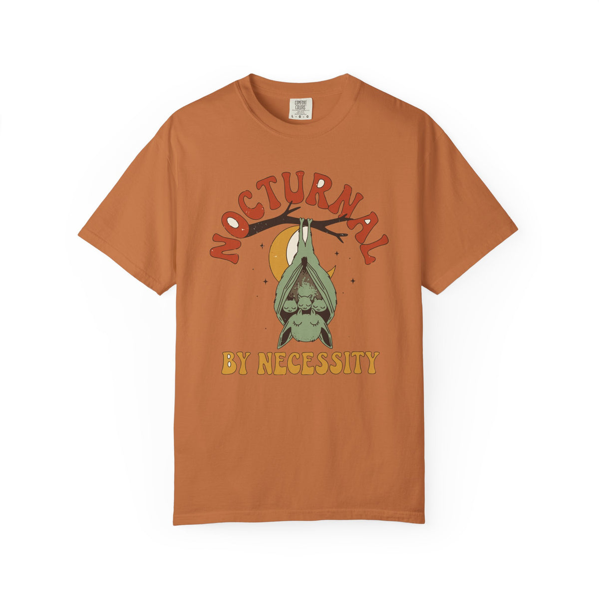 Nocturnal By Necessity Mama Bat Shirt, Comfort Colors Funny Mom Halloween Tee, New Mom Gift, Spooky Cottagecore Shirt