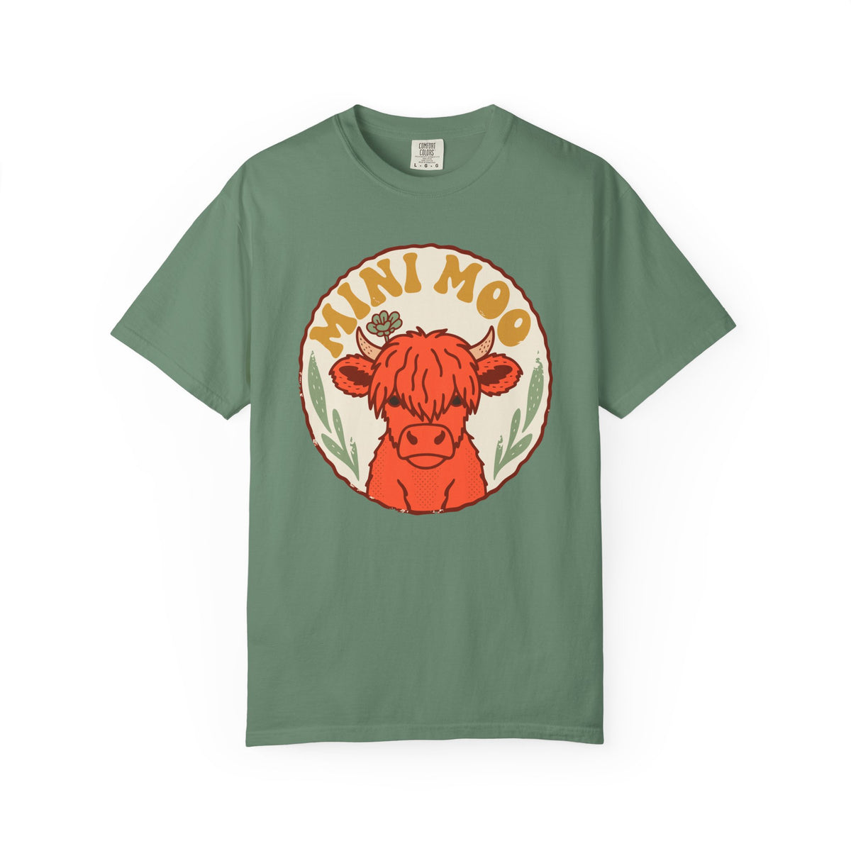 Highland Cow Calf Comfort Colors Shirt, Mini Moo, Cottagecore Farm Animal Tee, Baby Cow Gift