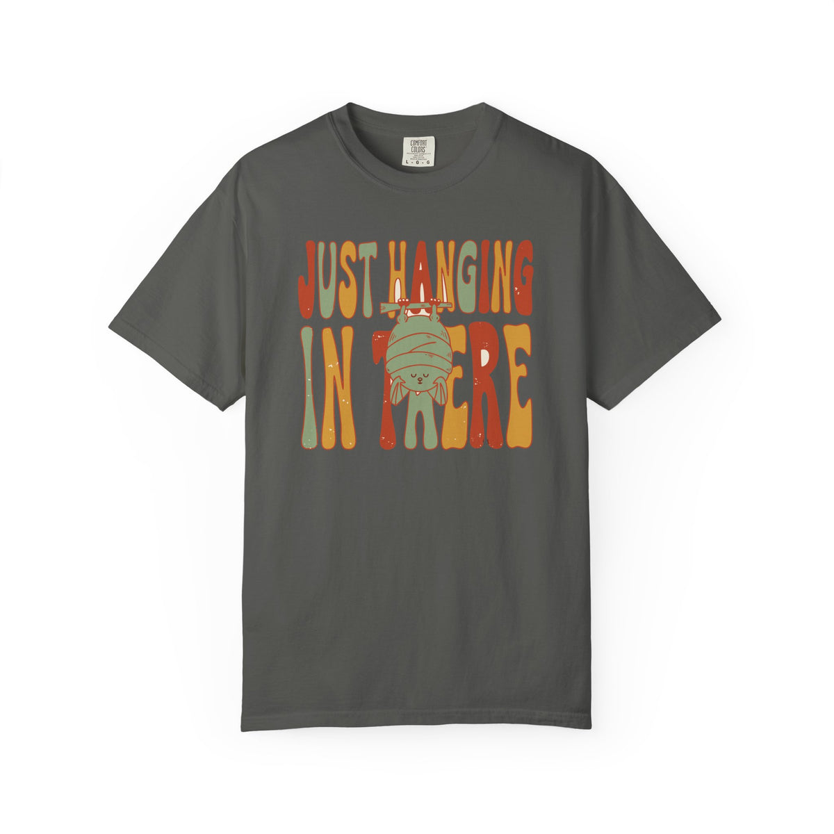 Just Hanging In There Bat Shirt, Comfort Colors Cute Bat Tee, Funny Halloween Gift, Retro Spooky Animal Shirt, Encouragement Gift