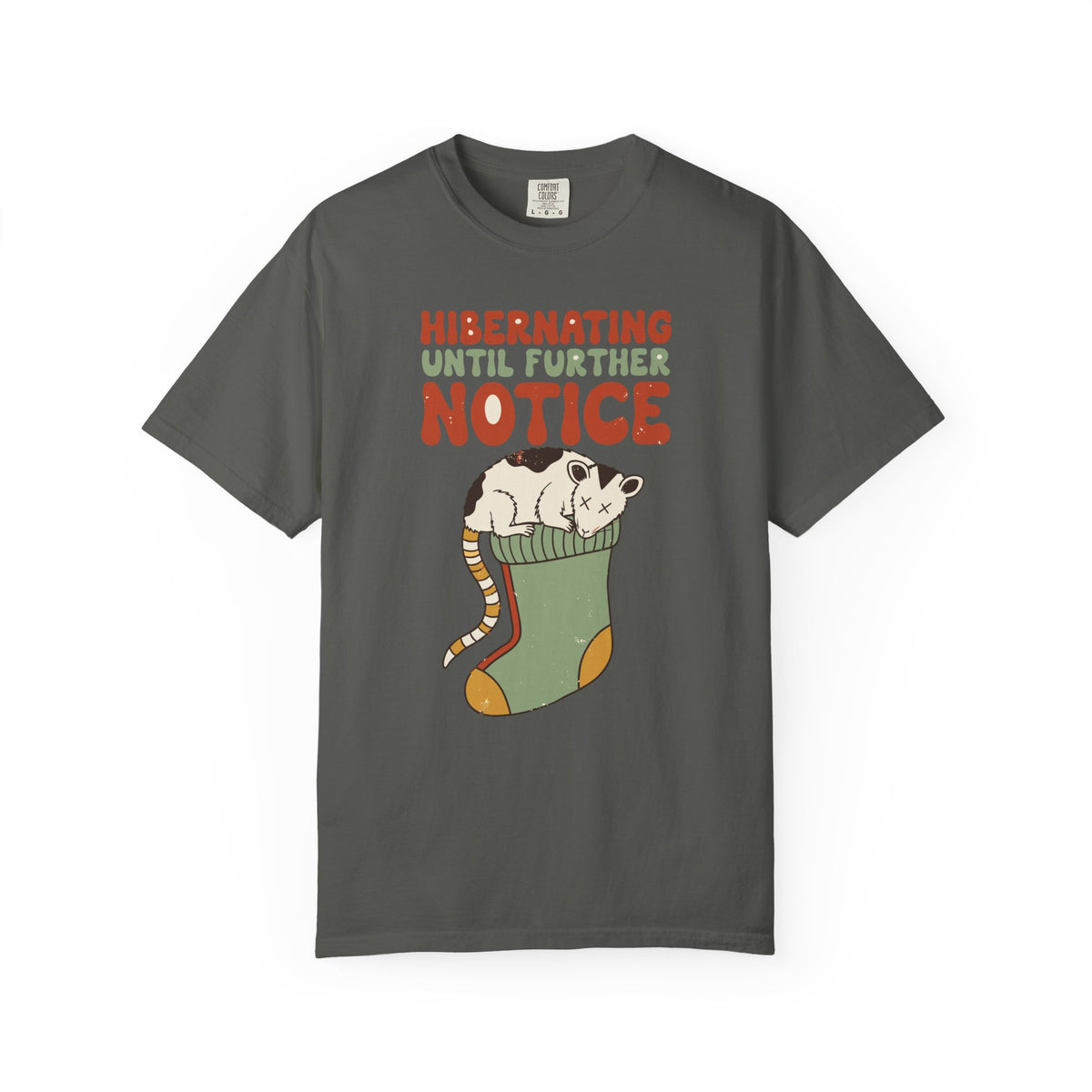 Hibernating Until Further Notice Possum Shirt, Comfort Colors Cozy Winter Tee, Funny Christmas Introvert Gift, Retro Animal Shirt