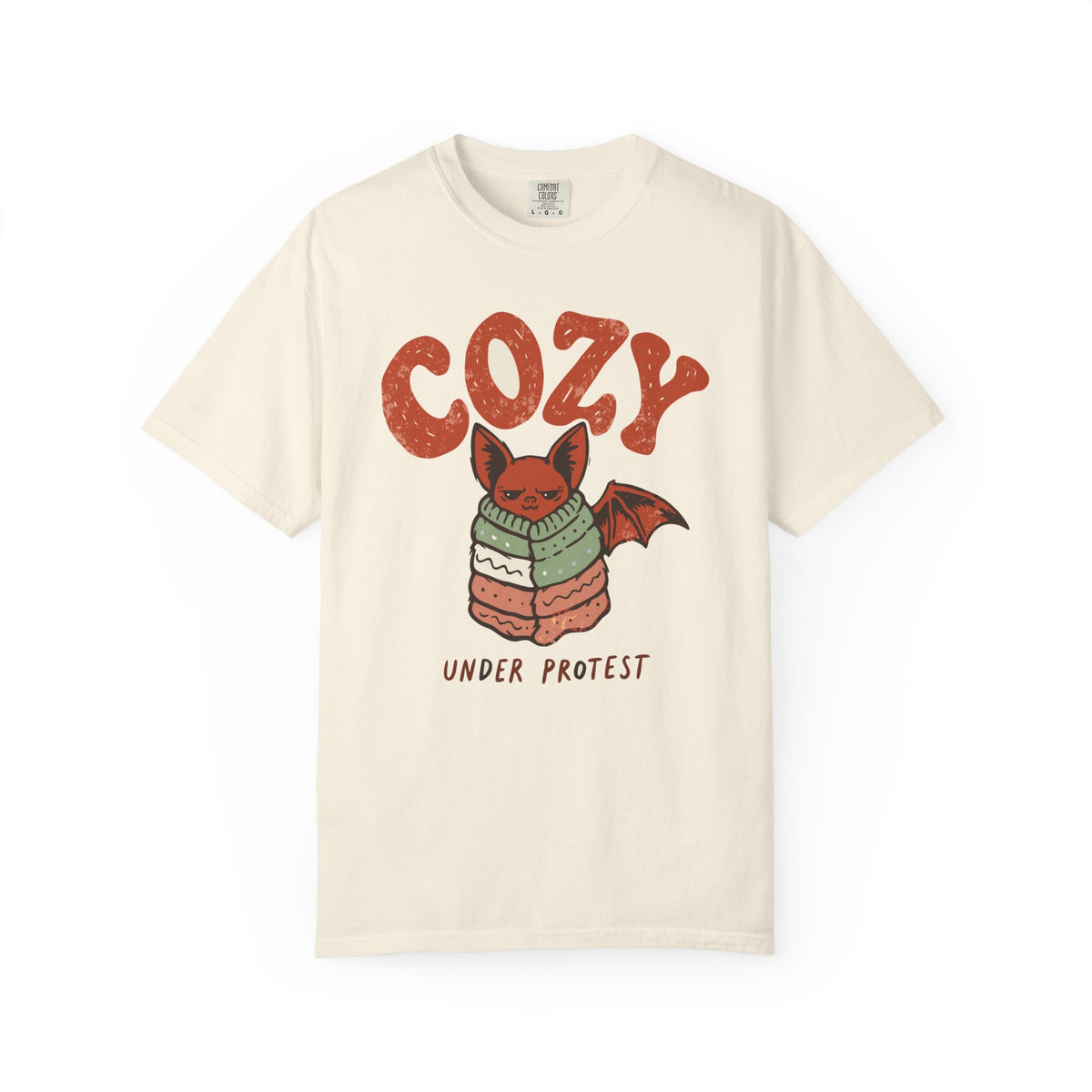 Funny Bat Comfort Colors Shirt, Cozy Under Protest, Antisocial Introvert Tee, Grumpy Gift