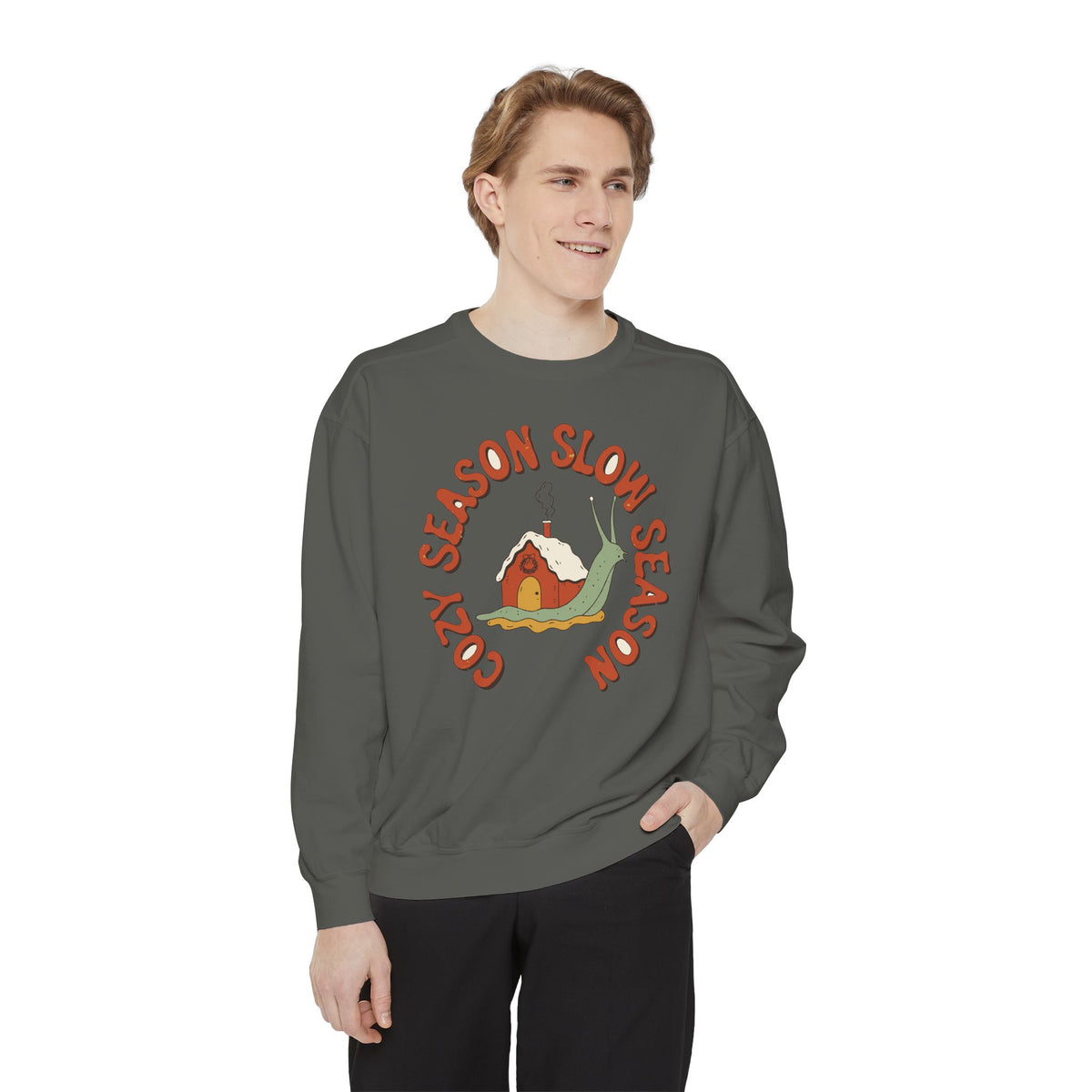 Cozy Season Slow Season Snail Sweatshirt, Comfort Colors Cottagecore Winter Crewneck, Cozy Homebody Gift, Retro Snail Cottage Shirt