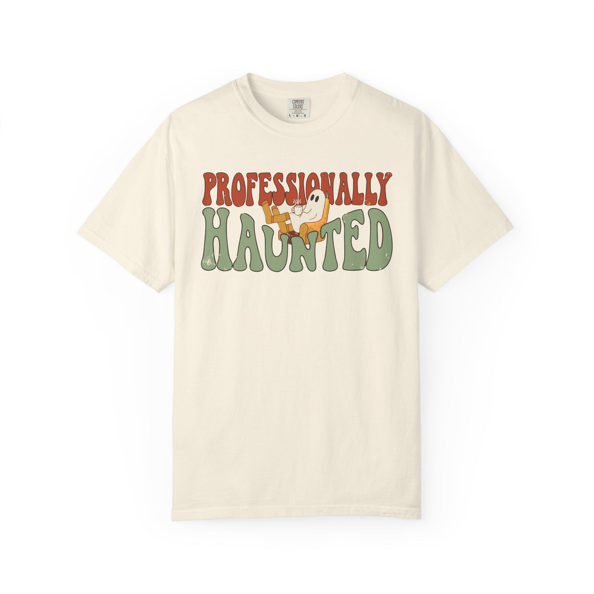 Professionally Haunted Ghost Shirt, Comfort Colors Funny Halloween Tee, Cozy Ghost Gift, Retro Spooky Homebody Shirt